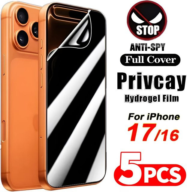5 Stück Amour Brave Anti-Spionage Hydrogel-Displayschutzfolie für iPhone 17 16 15 14 13 12 Pro Max Plus und iPhone Air 17e 16e Sichtschutzfolie transparent - Bild 1