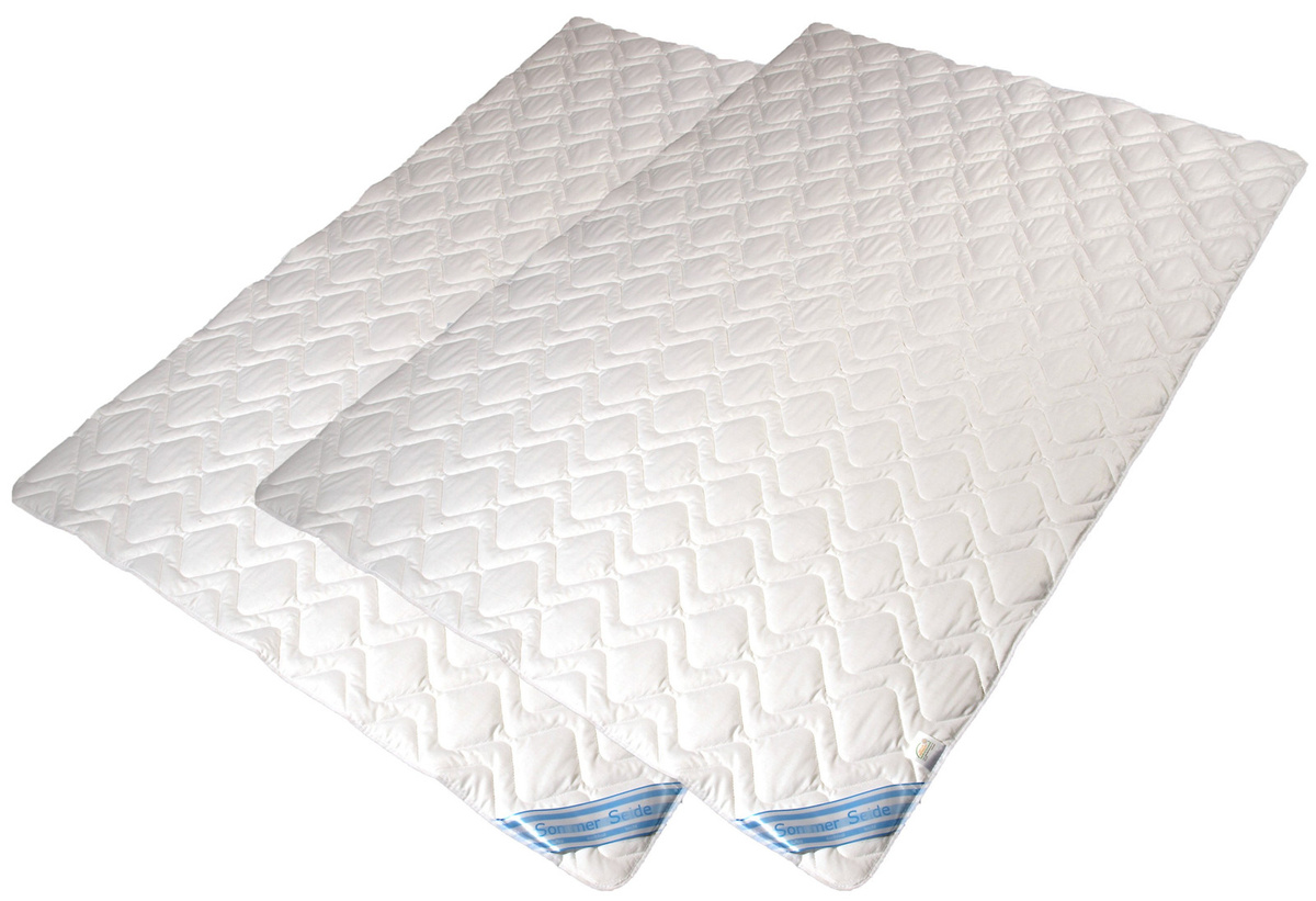 2 Stück Garanta Wildseiden Sommerdecken gesteppt mit Baumwollbezug, Farbe: Weiß, B/H: 135 x 200 cm - Bild 1