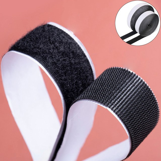 Selbstklebendes Klettband aus Nylon in Schwarz, Breite: 3 cm - Bild 1