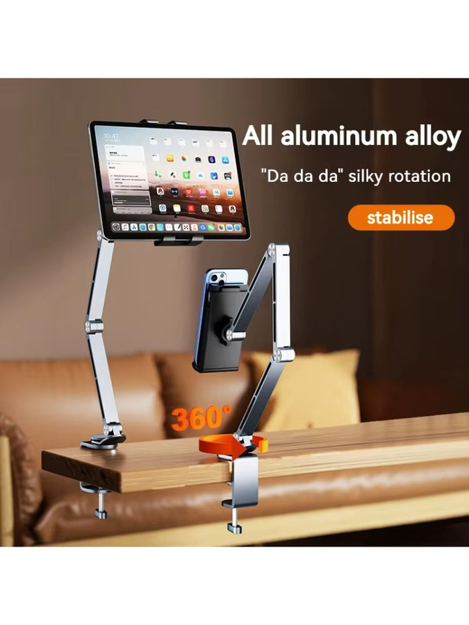 ifew Desktop Halterung aus Aluminium Legierung für Smartphone und Tablet, drehbarer Cantilever-Ständer in Silber - Bild 6