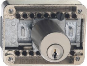 JuNie Zylinderriegelschloss 2828 aus vernickeltem Metall in Silber, Durchmesser 15-40mm, links oder rechts aufliegend - Bild 1
