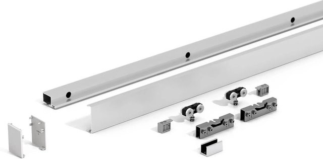 Levidor Glasschiebetür Beschlag 1-flügelig in Aluminium Silver für 200 cm Breite - Bild 1