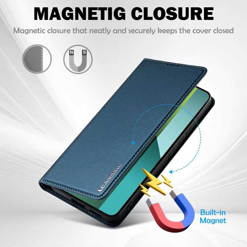 Leder Magnet Schutzhülle für Samsung Galaxy S24 Ultra S23 S22 S21 Plus S20 FE Flip mit Standfunktion in Blau und Lila - Bild 3
