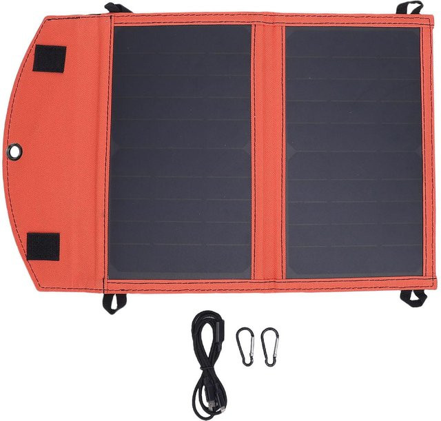 Meterk Tragbares Solarpanel aus monokristallinem Silizium mit USB-Anschlüssen, faltbares und regensicheres Solar-Ladegerät in Schwarz - Bild 1