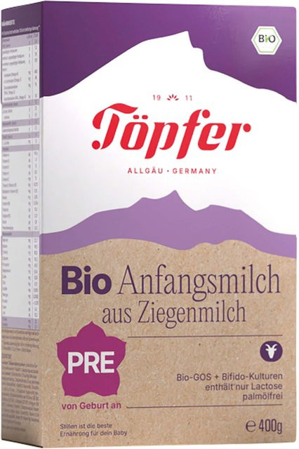Töpfer Bio-Anfangsmilch Pre Ziege 4 x 400 g - Bild 1
