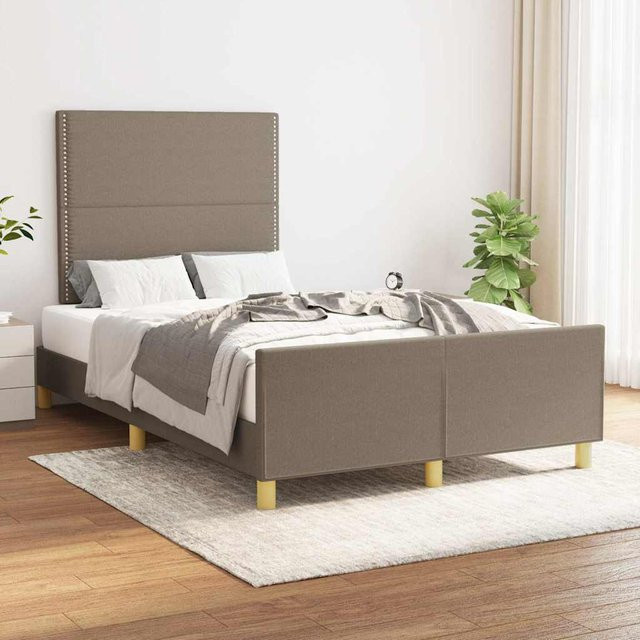 vidaXL Bettgestell mit Kopfteil aus Stoff in Taupe, B/T/H: 120 x 200 x 126 cm - Bild 2