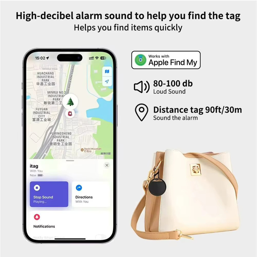 RSH 4-teiliges Anti-Verlust-GPS-Tag Set in Schwarz, Bluetooth-Tracker für Apple Airtag und Gepäck, kompatibel mit der Find My App für iOS - Bild 4