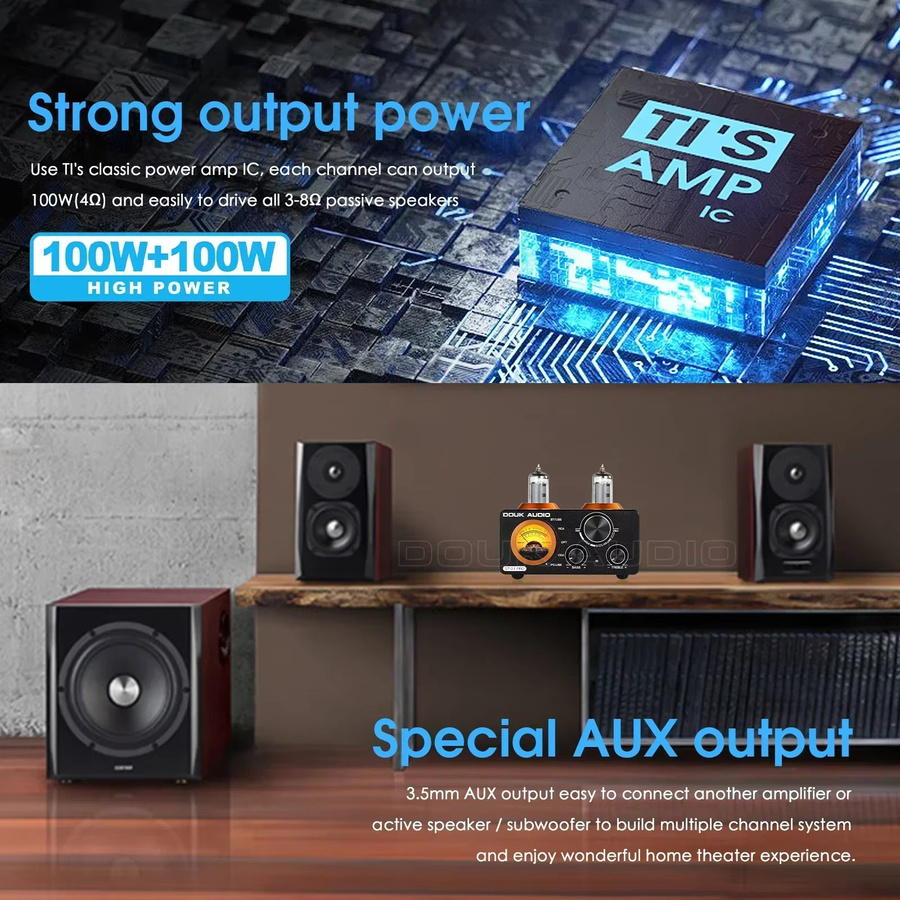 Nobsound HiFi Bluetooth 5.0 Vakuumröhrenverstärker mit VU-Messgerät, USB DAC Stereoempfänger, COAX/OPT Digitalverstärker, Schwarz - Bild 4