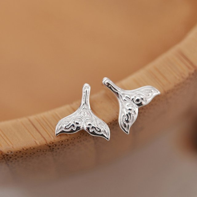 GaGa-Duck Ohrstecker, 925 Sterling Silber, Fischschwanz-Muster, Damen - Bild 1