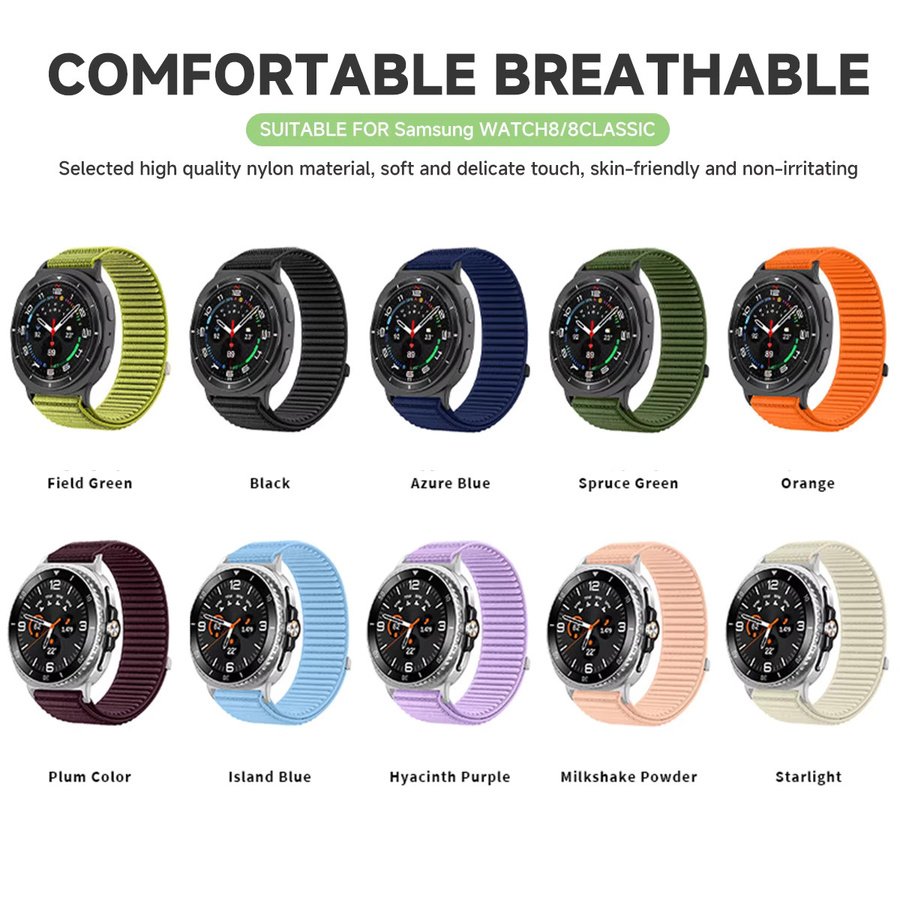 OAKCHARM Nylon-Schlaufenarmband für Samsung Galaxy Watch 8 40 mm, 44 mm und Watch 8 Classic 46 mm, verstellbares Ersatzarmband, Unisex, Pink und Green - Bild 4