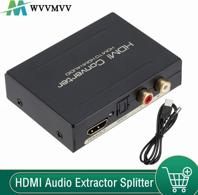 Wvvmvv HDMI Audio-Extraktor 2.1ch Stereo-Konverter mit optischem Toslink und SPDIF L/R in Schwarz - Bild 1