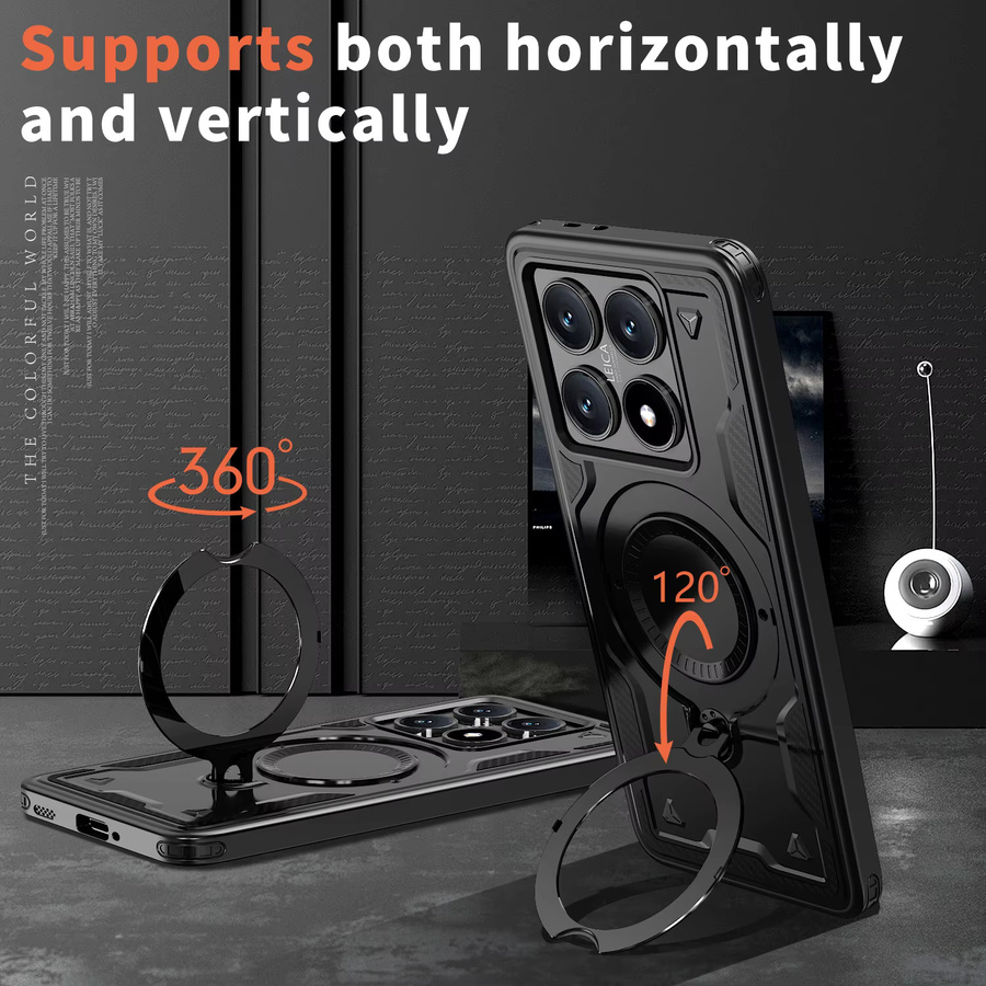 Stoßfeste Schutzhülle für Xiaomi 15T und 14T Pro mit magnetischer kabelloser Ladefunktion in Schwarz und Lila - Bild 4