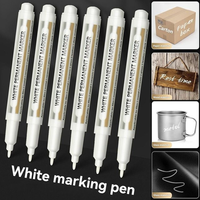10 weiße Acrylmarker Set – wasserfeste permanente Farbstifte für Metall, Glas und Holz für deine DIY-Kunstprojekte - Bild 1