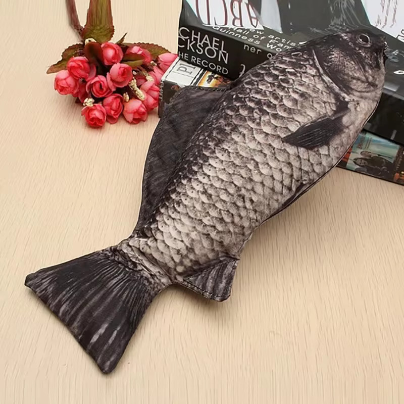 Fischförmiges Federmäppchen in Rot als lustiges Stifteetui und Münzbörse aus Textil - Bild 5