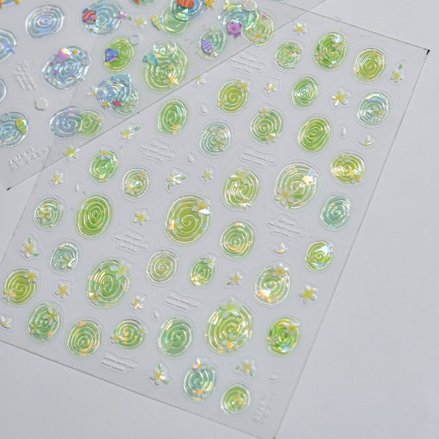 Rhstoe Fresh Garden 5D Nagelaufkleber, Weiches Frühlingsgrün, Glänzend - Bild 1