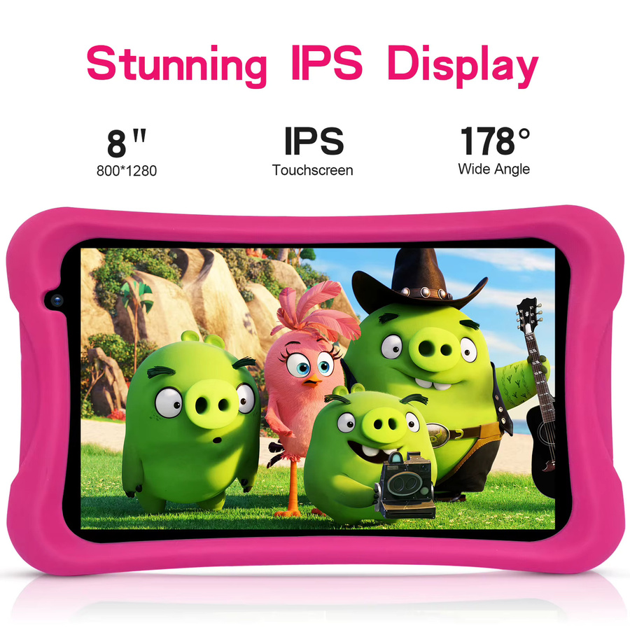 PRITOM Kinder Android Tablet 8 Zoll in Pink mit 64 GB ROM, 2 GB RAM, Quad Core, 5000 mAh, WiFi und Bluetooth - Bild 3