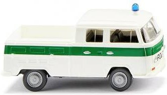 Wiking Modell Volkswagen T2 Doppelkabine Polizei Einsatzfahrzeug H0 in Weiß und Hellgrün - Bild 1