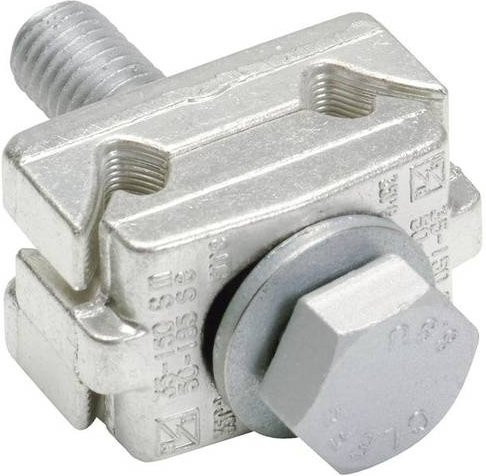 Hager Doppel-Schalenklemme ZAY44631 mit Anschlussschraube M12x55 in Silber - Bild 1