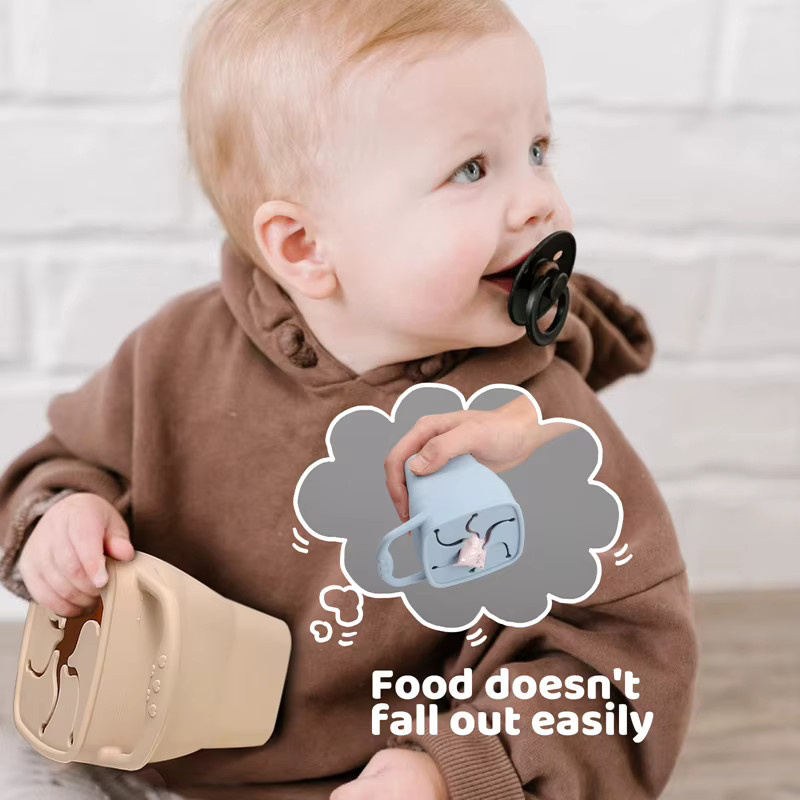 Auslaufsicherer und zusammenklappbarer Baby-Snackbecher aus Silikon für Kleinkinder mit Deckel - Bild 3