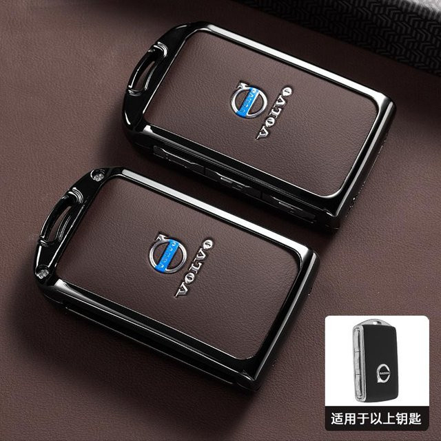 Schutzhülle für Volvo Smart Key Fernbedienung aus Zinklegierung und Leder in Schwarz für XC60 XC40 XC90 S90 V60 S60 V9 - Bild 1