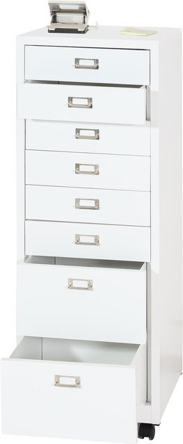Rollcontainer MCW-L49 aus Metall mit 8 Schubladen in Weiß, H x B x T: 115 x 40 x 41 cm - Bild 1