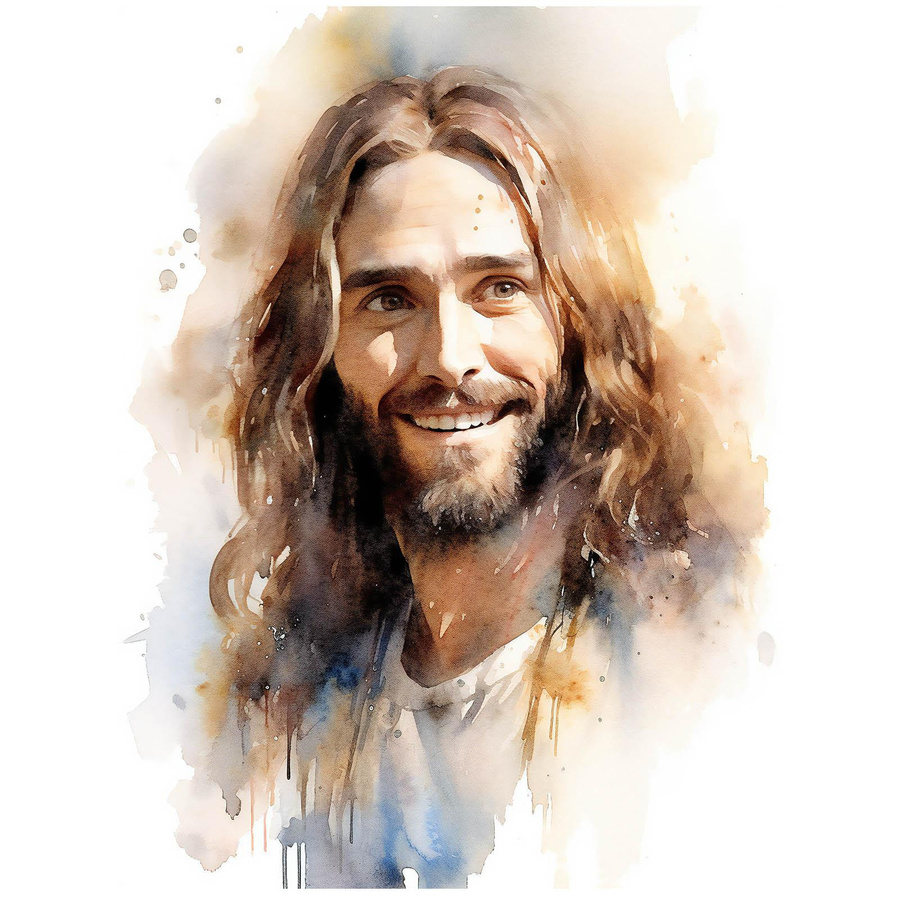 Lächelnder Jesus Wandbild von iKable mit dunkelbraunem Holzrahmen, B/H: 30 x 40 cm - Bild 2