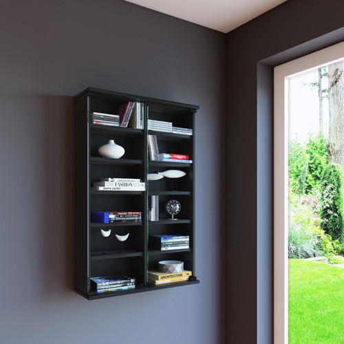 VCM Wandvitrine Zuntisa CD DVD Wandregal aus Holzwerkstoff, Schwarz, B: 60 cm, H: 91,5 cm, T: 18 cm - Bild 2