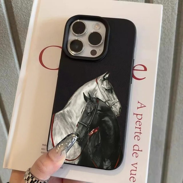 Silikon Handyhülle mit Pferdemuster für dein Apple iPhone 11 bis 17 Pro Max und Air/Plus Modelle - Bild 1