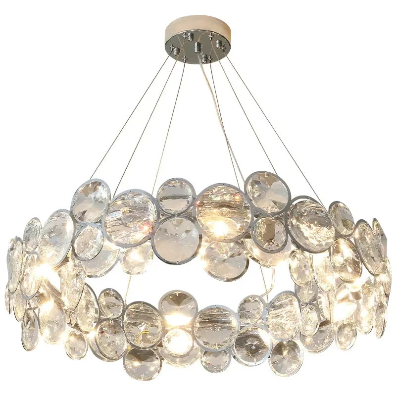 TAONUANSHU Ring Licht Kristall Kronleuchter in Silber und Transparent für Wohnzimmer und Schlafzimmer - Bild 3
