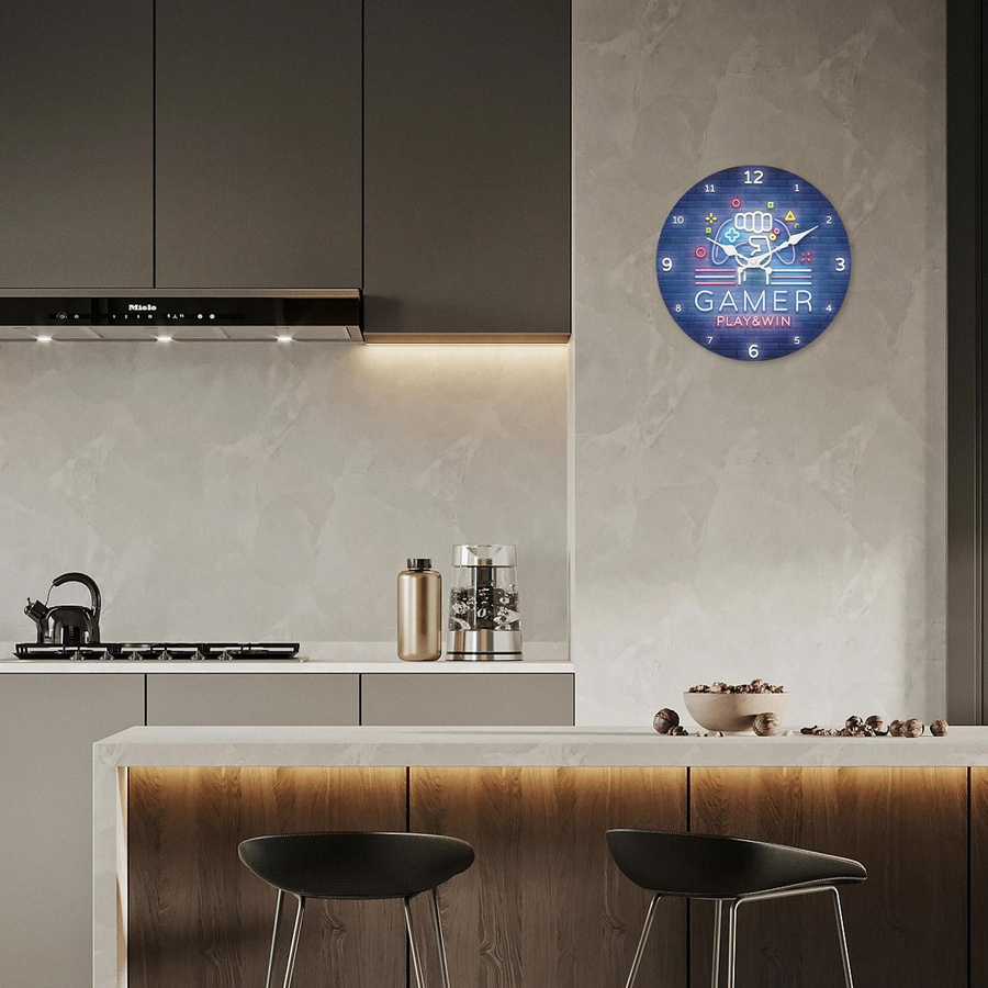 Moderne Wanduhr im Stillleben-Design aus Bambusholz und MDF, kreisförmig, Durchmesser: 25,4 cm - Bild 4