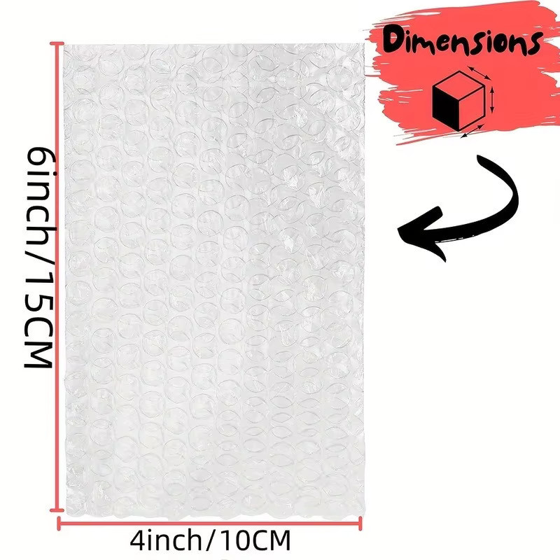 100 Stück selbstklebende Blasenkissen-Wickelbeutel aus Kunststoff, transparent, B: 10,2 cm, T: 15,2 cm - Bild 2