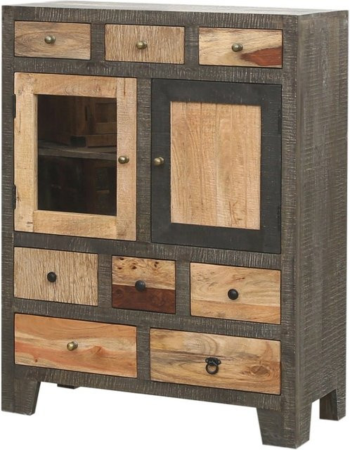 DELUKE Kommode ERIK aus Mangoholz und Akazie, Mehrfarbig, B/T/H: 118 x 40 x 90 cm - Bild 1