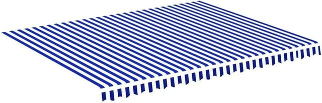 DELUKE Markisenbespannung aus Polyester, wasserabweisend und reißfest, Blau-Weiß, für 450 x 350 cm Markisenrahmen mit Volant - Bild 1