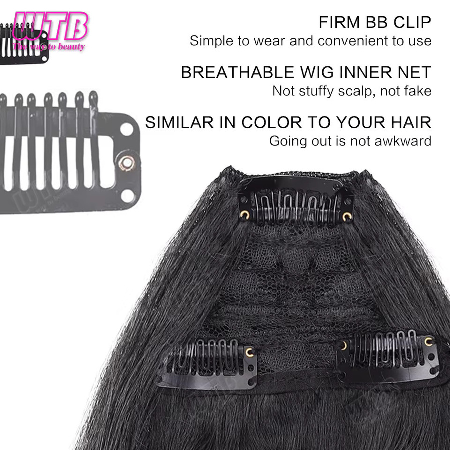 WTB Pony-Perücke für Damen, glattes Haar mit Seitenbärtchen - Bild 1
