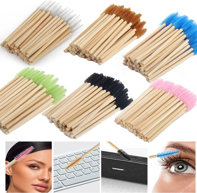 mekupeu Wimpernbürsten mit Bambusgriff, 50 Stück, Unisex - Bild 1