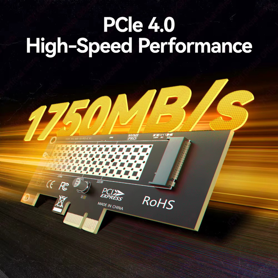 JEYI M.2 NVMe SSD zu PCIe 4.0 Adapterkarte für Desktop-PC, Schwarz, unterstützt 2280 NVMe SSD, kompatibel mit PCIe 3.0/2.0/1.0, X1/X4 Erweiterungskarte - Bild 3