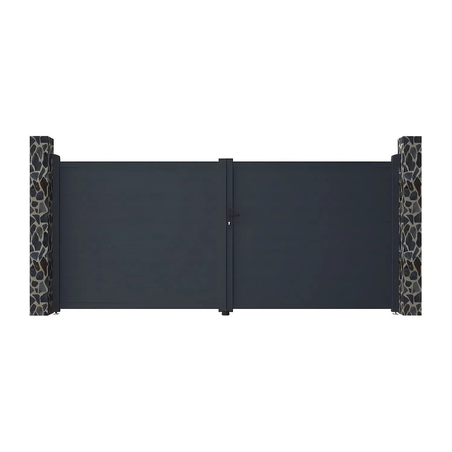Vente-unique Nazario Aluminium Flügeltor in Anthrazitgrau, Breite: 392 cm - Bild 2