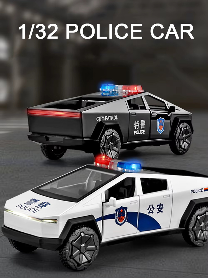 MAKEDA Pickup Truck Miniatur-Polizeiautos, 1:32, Metall, mit Licht und Sound - Bild 3