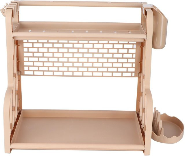 OutsideWorld Multifunktionales Küchenregal für Gewürzflaschen in Beige mit Rückwand und Aufhängungsstange - Bild 1