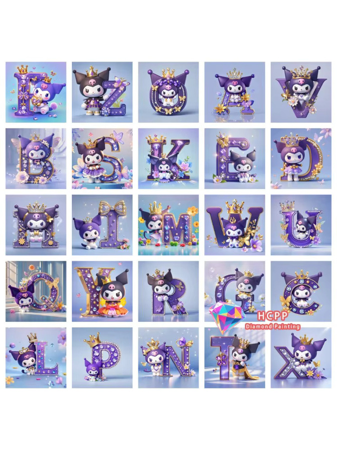 Sanrio Kuromi Crown Diamond Painting Kit, rund - Bild 2