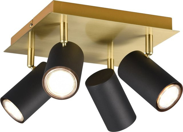 Trio Strahler Marley 4er Set Schwarz-Gold aus Metall, verstellbar - Bild 1
