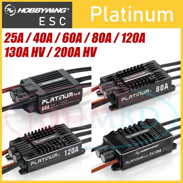 Hobbywing Original Hobbywing Wing Platinum HV Pro Opto V4 V5 Bürstenloser ESC für RC Flugzeuge und Hubschrauber in Schwarz - Bild 1