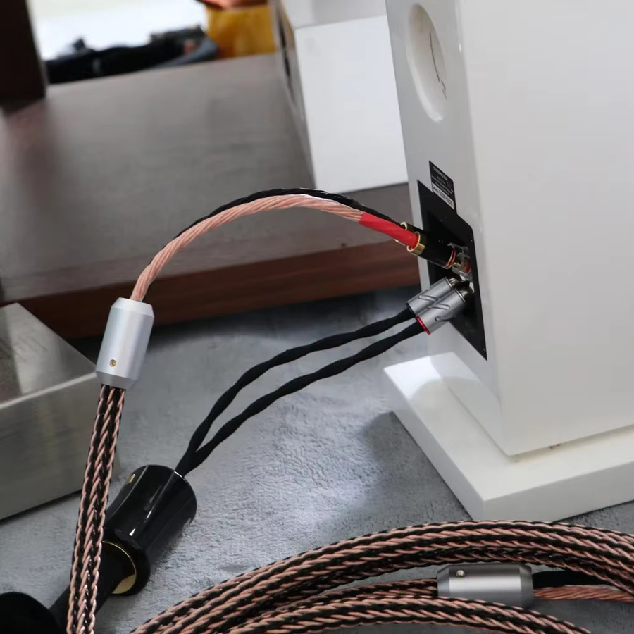 Preffair Paar 7n OCC versilberte Lautsprecherkabel Bi-Wiring 24-adrig mit Bananensteckern 2 zu 4 in Silber - Bild 6