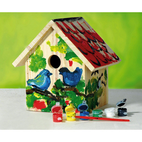dobar Nistkasten Bausatz zum selber Bauen aus Holz mit Spitzdach in Beige, B/H/T: 17,5 x 20,5 x 15,5 cm - Bild 3