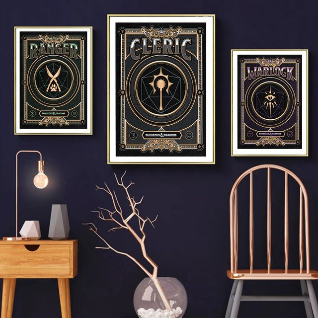 Potdemiel Retro Leinwandmalerei mit geometrischem Symbolmuster für dein Fantasy Abenteuer Spielzimmer - Bild 1