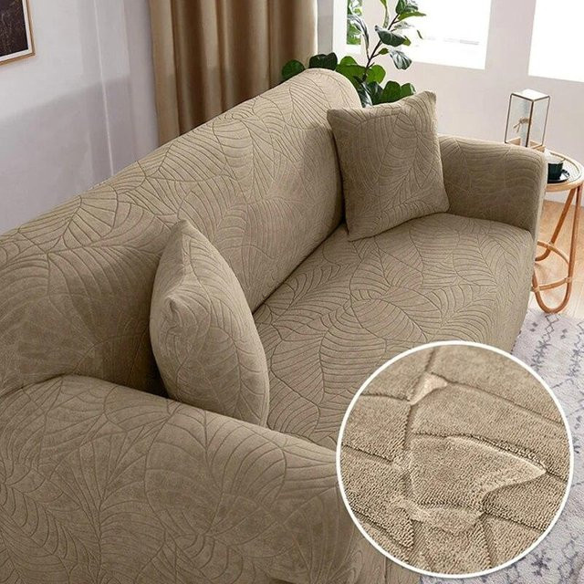 Elastischer Jacquard-Sofabezug in Grau für 1-Sitzer Sofas, Breite: 90-140 cm - Bild 1