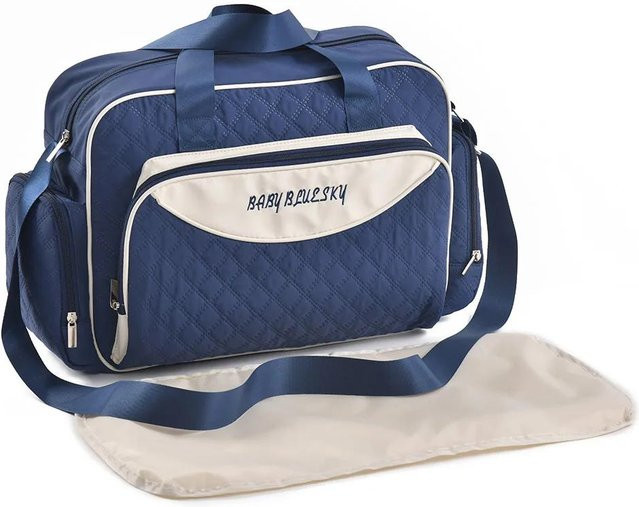 Wickeltasche Mommy Bag mit geometrischer Prägung in Navy Blau, große Kapazität für Mutter und Baby - Bild 1