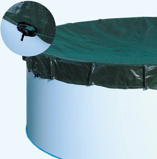 Summer Fun Poolabdeckung rund aus PVC und PEB Gittergewebe in Grün/Schwarz für Pools mit Durchmesser: 400 cm bis 420 cm - Bild 1
