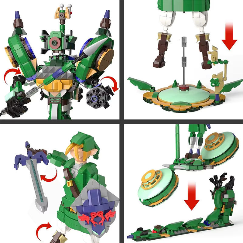 3in1 Anime Cerdan Legend Action Figure mit Master Schwert als Baustein-Set und Desktop-Ornament in Grün für Kinder - Bild 6