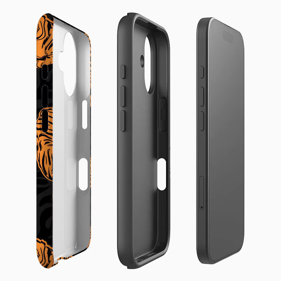 Potdemiel Handyhülle mit Orange-Tiger-Design in Orange und Schwarz, doppelschichtige Rückabdeckung kompatibel mit iPhone 18 17 16 15 14 13 12 Pro Max Plus - Bild 2
